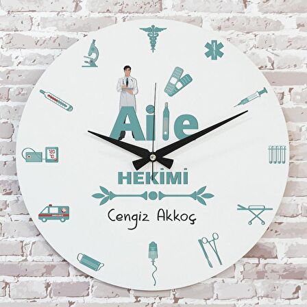 Aile Hekimine Hediye Ahşap Saat 33cm  KA02-1090