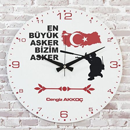 Askere Hediye Ahşap Saat 33cm  KA02-1092