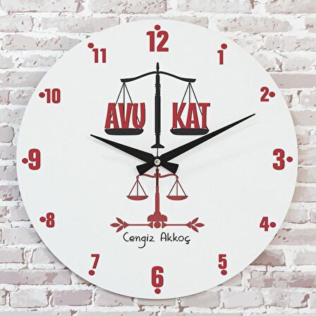 Avukata Hediye Ahşap Saat 33cm  KA02-1093