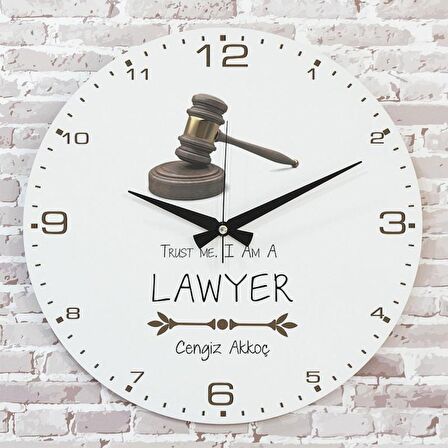 Avukata Hediye Ahşap Saat 33cm  KA02-1096