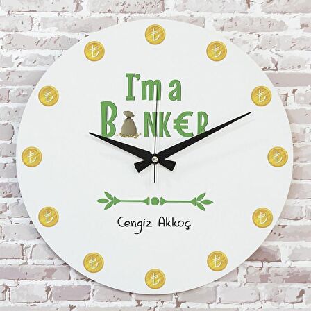 Bankere Hediye Ahşap Saat 33cm  KA02-1100