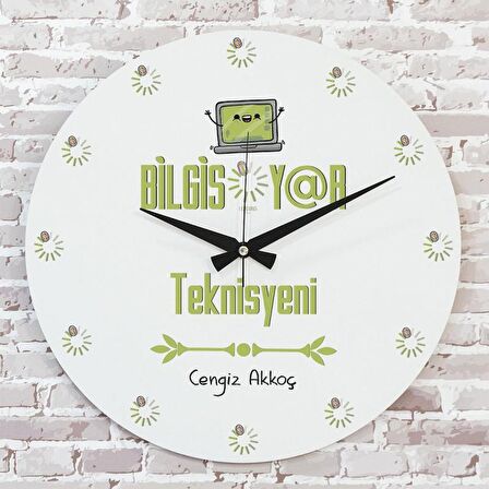 Bilgisayar Teknisyenine Hediye Ahşap Saat 33cm  KA02-1104