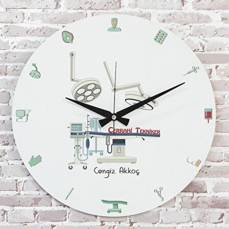 Cerrahi Teknikere Hediye Ahşap Saat 33cm  KA02-1107