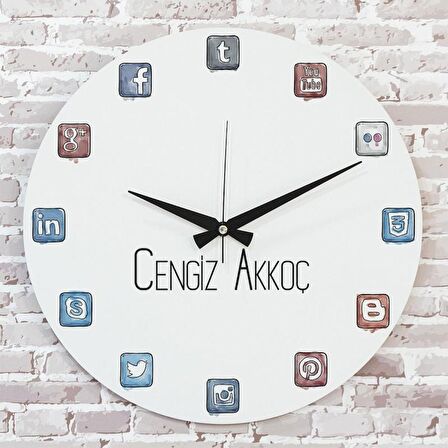 Kişiye Özel Webtimer Hediye Ahşap Saat 33cm  KA02-1110