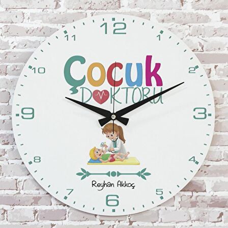 Çocuk Doktoruna Hediye Ahşap Saat 33cm  KA02-1115