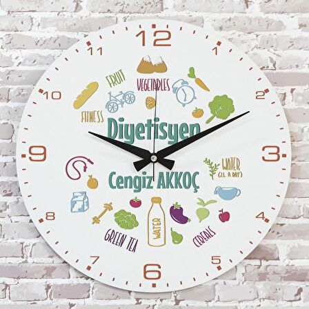 Diyetisyene Hediye Ahşap Saat 33cm  KA02-1120
