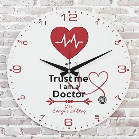 Doktora Hediye Ahşap Saat 33cm  KA02-1125