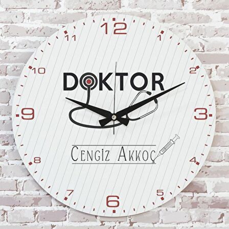 Doktora Hediye Ahşap Saat 33cm  KA02-1126