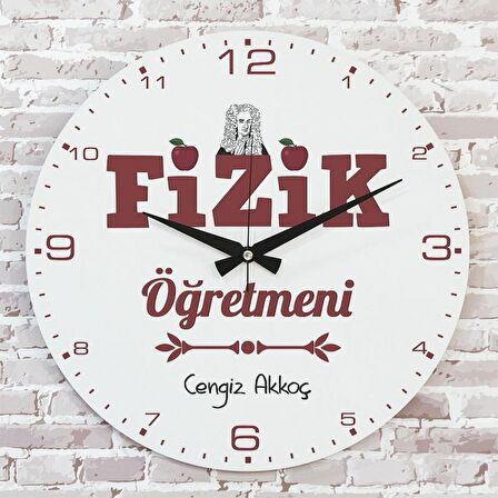 Fizik Öğretmenine Hediye Ahşap Saat 33cm  KA02-1139