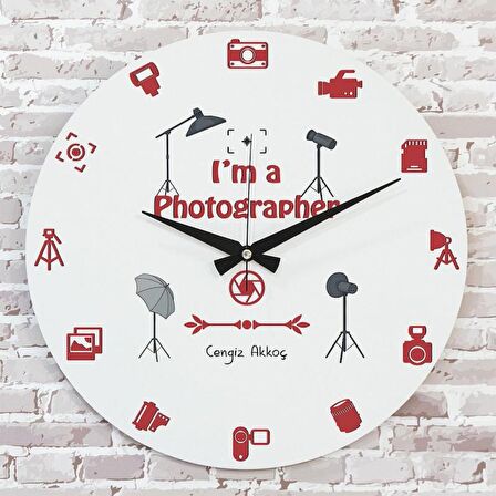 Fotoğrafçıya Hediye Ahşap Saat 33cm  KA02-1141
