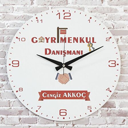 Gayrimenkul Danışmanına Hediye Ahşap Saat 33cm  KA02-1144