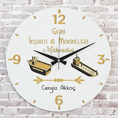Gemi İnşaa Mühendisine Hediye Ahşap Saat 33cm  KA02-1146