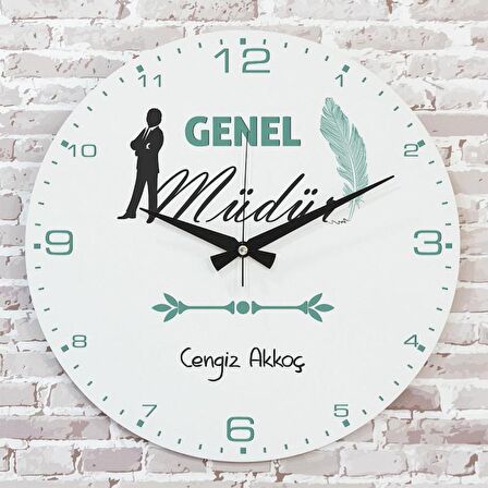 Genel Müdüre Hediye Ahşap Saat 33cm  KA02-1147