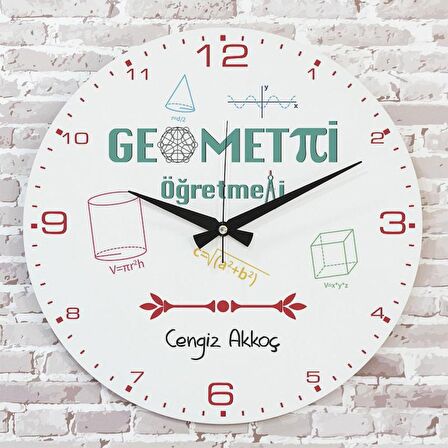 Geometri Öğretmenine Hediye Ahşap Saat 33cm  KA02-1148