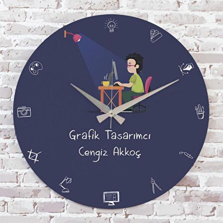 Grafik Tasarımcıya Hediye Ahşap Saat 33cm  KA02-1154
