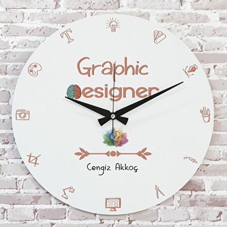 Grafikere Hediye Ahşap Saat 33cm  KA02-1156