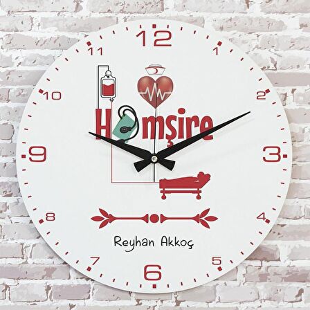 Hemşireye Hediye Ahşap Saat 33cm  KA02-1159