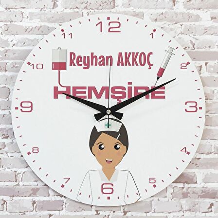 Hemşireye Hediye Ahşap Saat 33cm  KA02-1160
