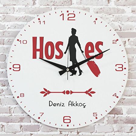 Hostese Hediye Ahşap Saat 33cm  KA02-1161