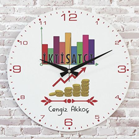 İktisatçıya Hediye Ahşap Saat 33cm  KA02-1165