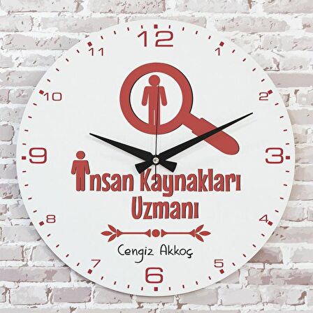 İnsan Kaynakları Uzmanına Hediye Ahşap Saat 33cm  KA02-1168