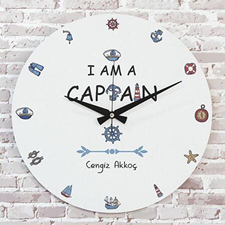 Kaptana Hediye Ahşap Saat 33cm  KA02-1177