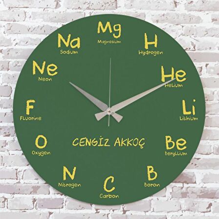 Kimya Öğretmenine Hediye Ahşap Saat 33cm  KA02-1181