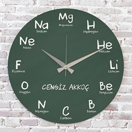 Kimya Öğretmenine Hediye Ahşap Saat 33cm  KA02-1182