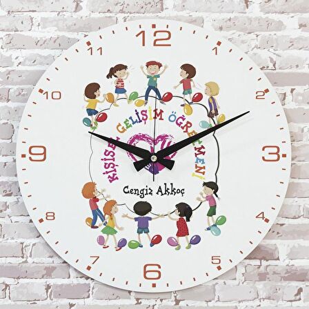 Kişisel Gelişim Öğretmenine Hediye Ahşap Saat 33cm  KA02-1184