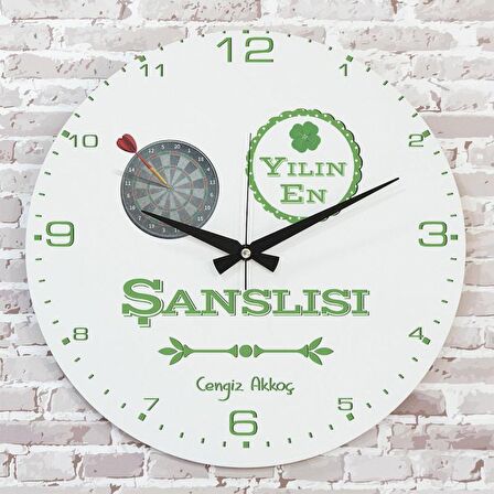 Kişiye Özel Yılın En Şanslısı Hediye Ahşap Saat 33cm  KA02-1195