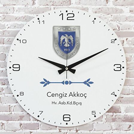 Havacı Astsubaya Hediye Ahşap Saat 33cm  KA02-1208
