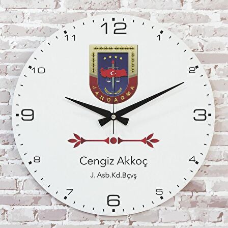 Jandarma Astsubaya Hediye Ahşap Saat 33cm  KA02-1210