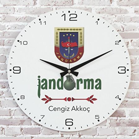 Jandarmaya Hediye Ahşap Saat 33cm  KA02-1211