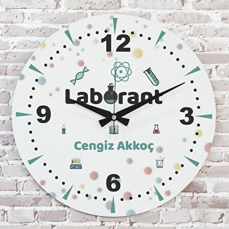 Laboranta Hediye Ahşap Saat 33cm  KA02-1212