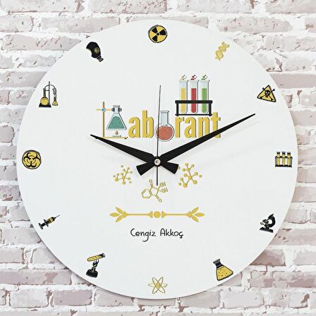 Laboranta Hediye Ahşap Saat 33cm  KA02-1213