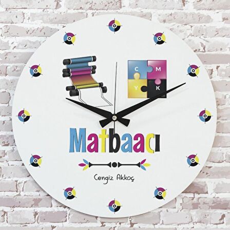 Matbaacıya Hediye Ahşap Saat 33cm  KA02-1216