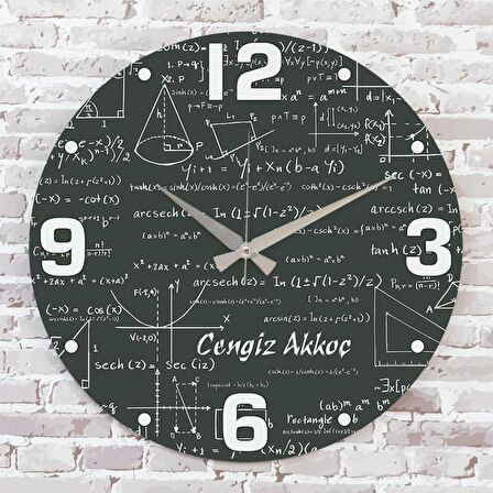 Matematik Öğretmenine Hediye Ahşap Saat 33cm  KA02-1218