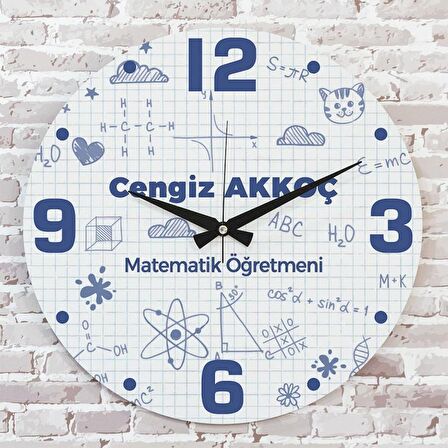 Matematik Öğretmenine Hediye Ahşap Saat 33cm  KA02-1219