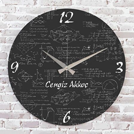 Matematik Öğretmenine Hediye Ahşap Saat 33cm  KA02-1220