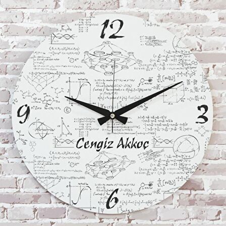 Matematik Öğretmenine Hediye Ahşap Saat 33cm  KA02-1222