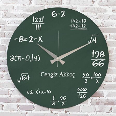Matematik Öğretmenine Hediye Ahşap Saat 33cm  KA02-1225