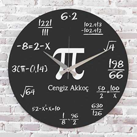 Matematik Öğretmenine Hediye Ahşap Saat 33cm  KA02-1226
