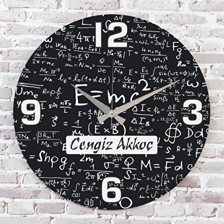 Matematik Öğretmenine Hediye Ahşap Saat 33cm  KA02-1227