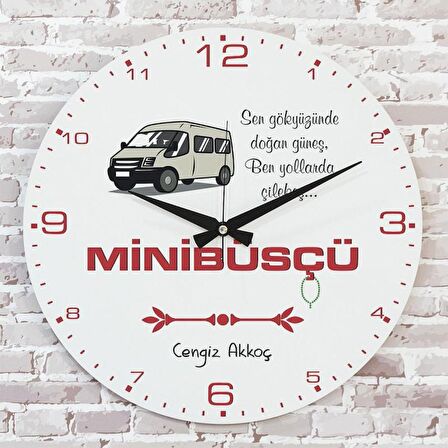 Minibüsçüye Hediye Ahşap Saat 33cm  KA02-1235