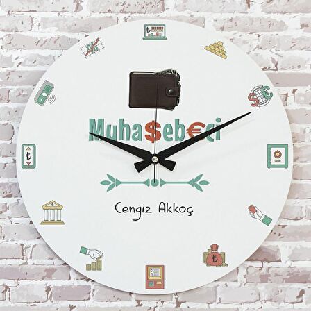 Muhasebeci & Mali Müşavire Hediye Ahşap Saat 33cm  KA02-1237