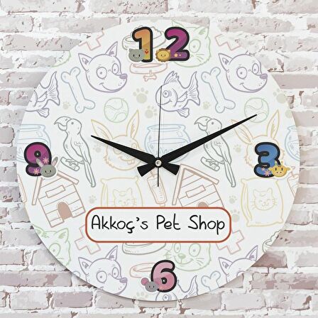 Pet Shopa Hediye Ahşap Saat 33cm  KA02-1239