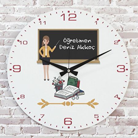 Öğretmene Hediye Ahşap Saat 33cm  KA02-1243