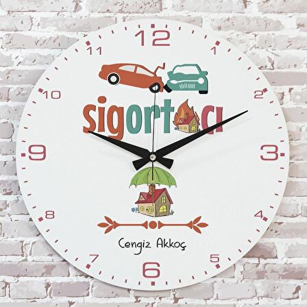 Sigortacıya Hediye Ahşap Saat 33cm  KA02-1247