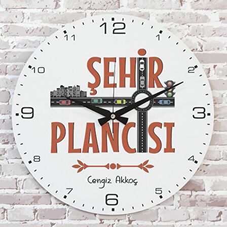 Şehir Plancısına Hediye Ahşap Saat 33cm  KA02-1252