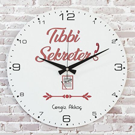 Tıbbi Sekretere Hediye Ahşap Saat 33cm  KA02-1254